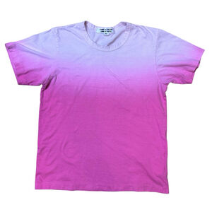 Comme Des Garçons Womens Pink Ombré Cotton T-Shirt Top Size Medium Crewneck